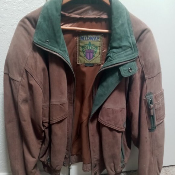 Midway Vintage Leather Mens Jacket Size: L Brown - Picture 2 of 6